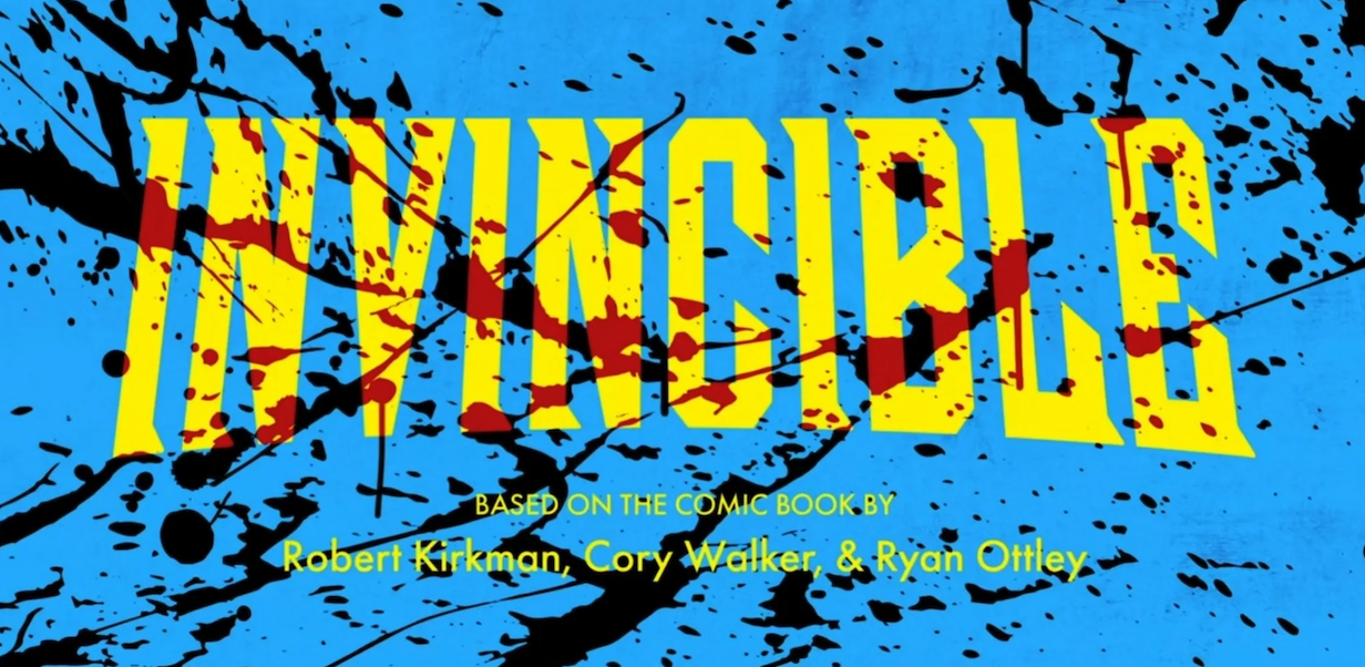 Invincible title card with heavy blood effect